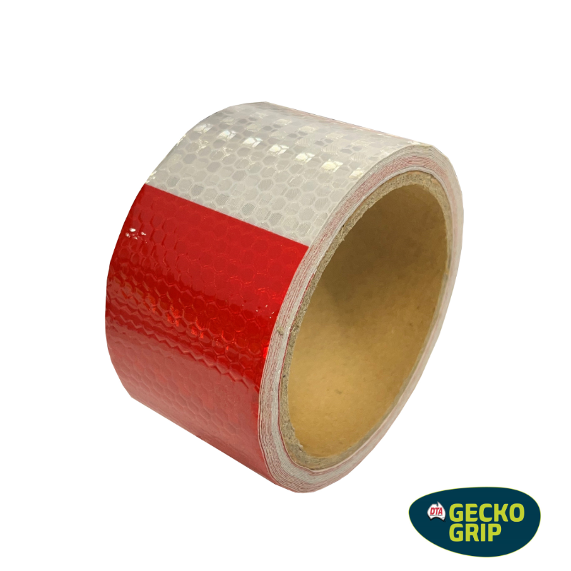 GECKO REFLECTIVE TAPE 5M X 50MM RED/WHITE