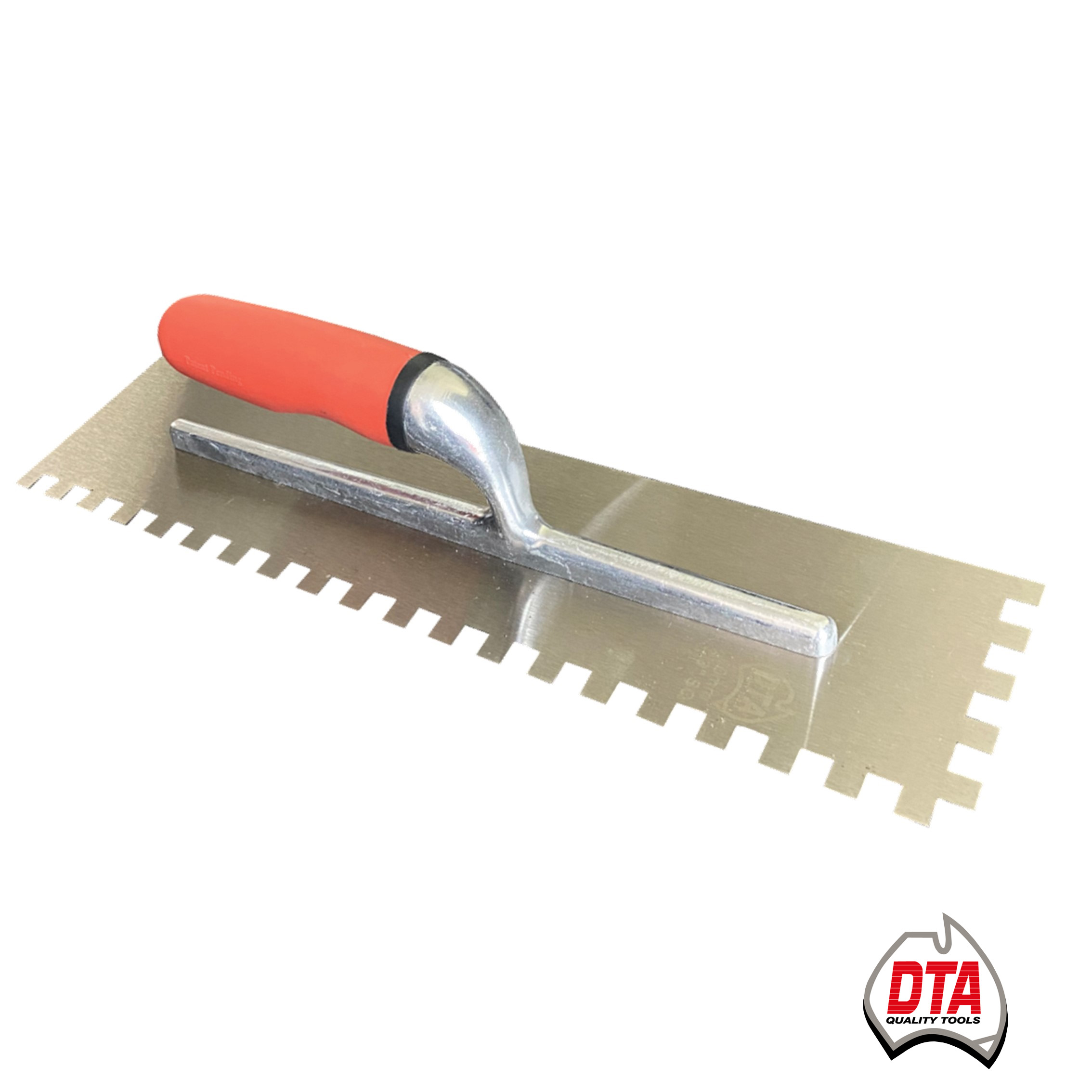 DTA Long Bright Steel 8mm Square Notch Trowel