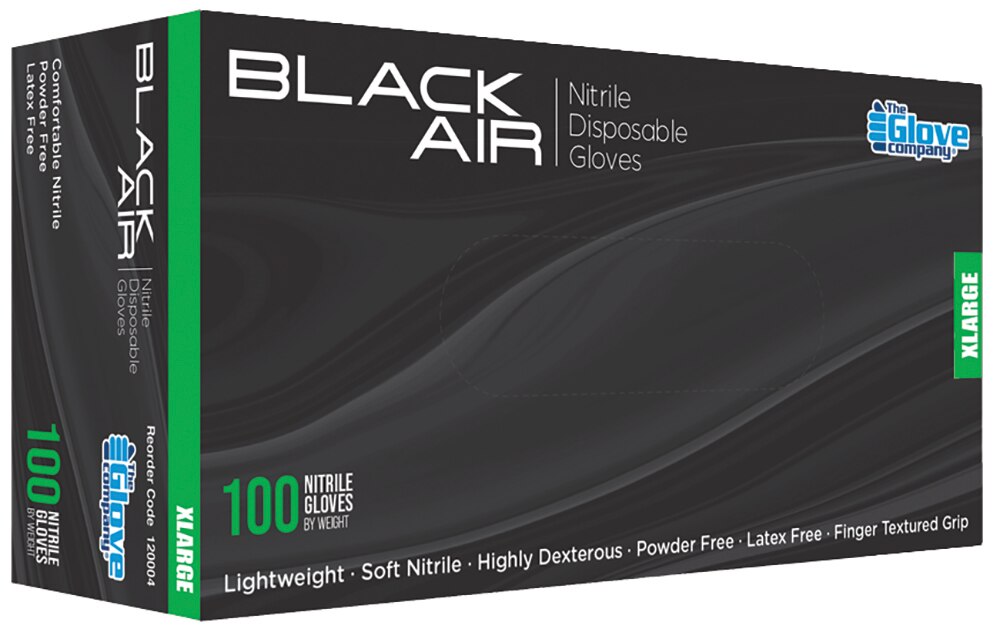 Black Air® Nitrile Disposable Gloves Black X-Large x 100pk