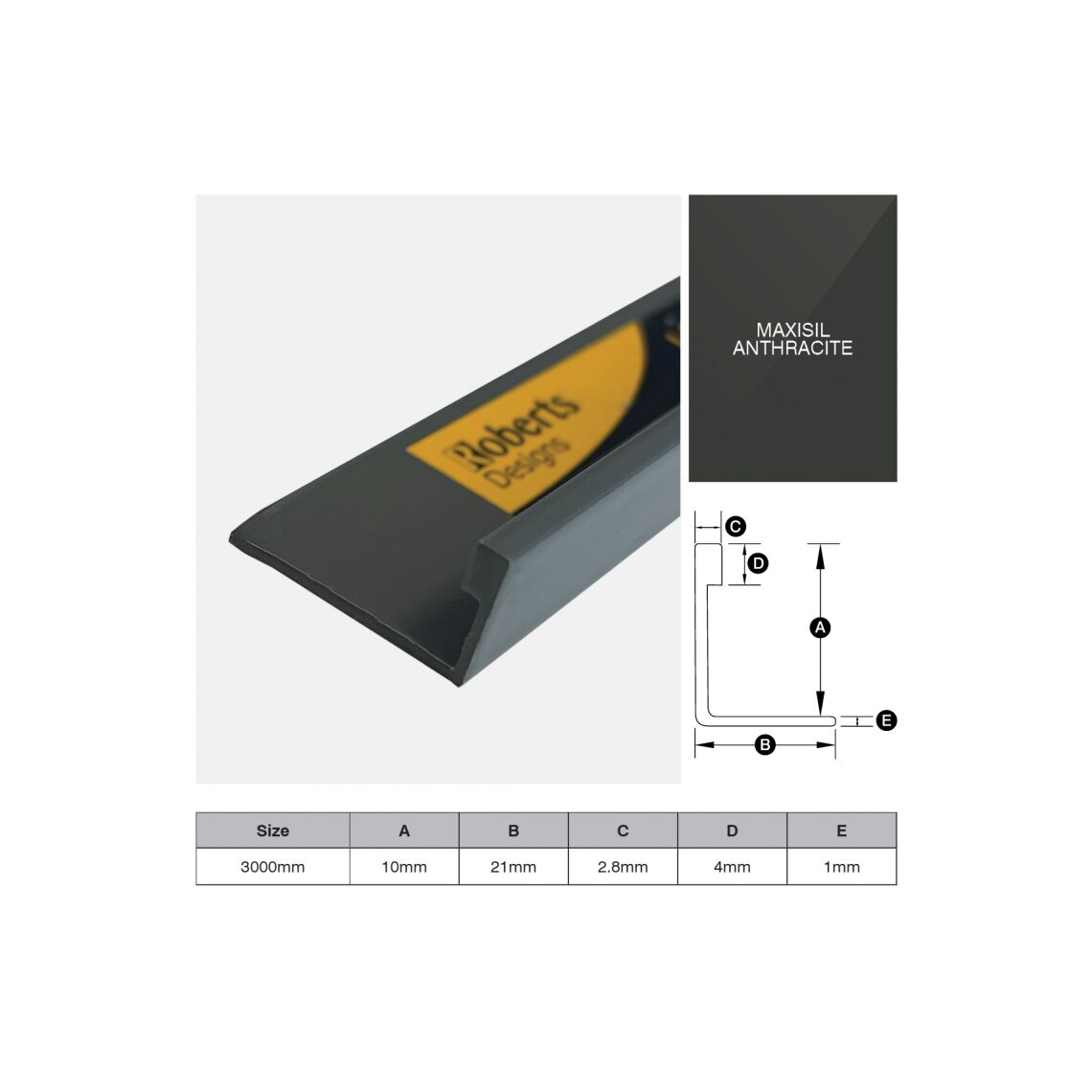 L-shape Angle Anthracite 10mm Aluminium