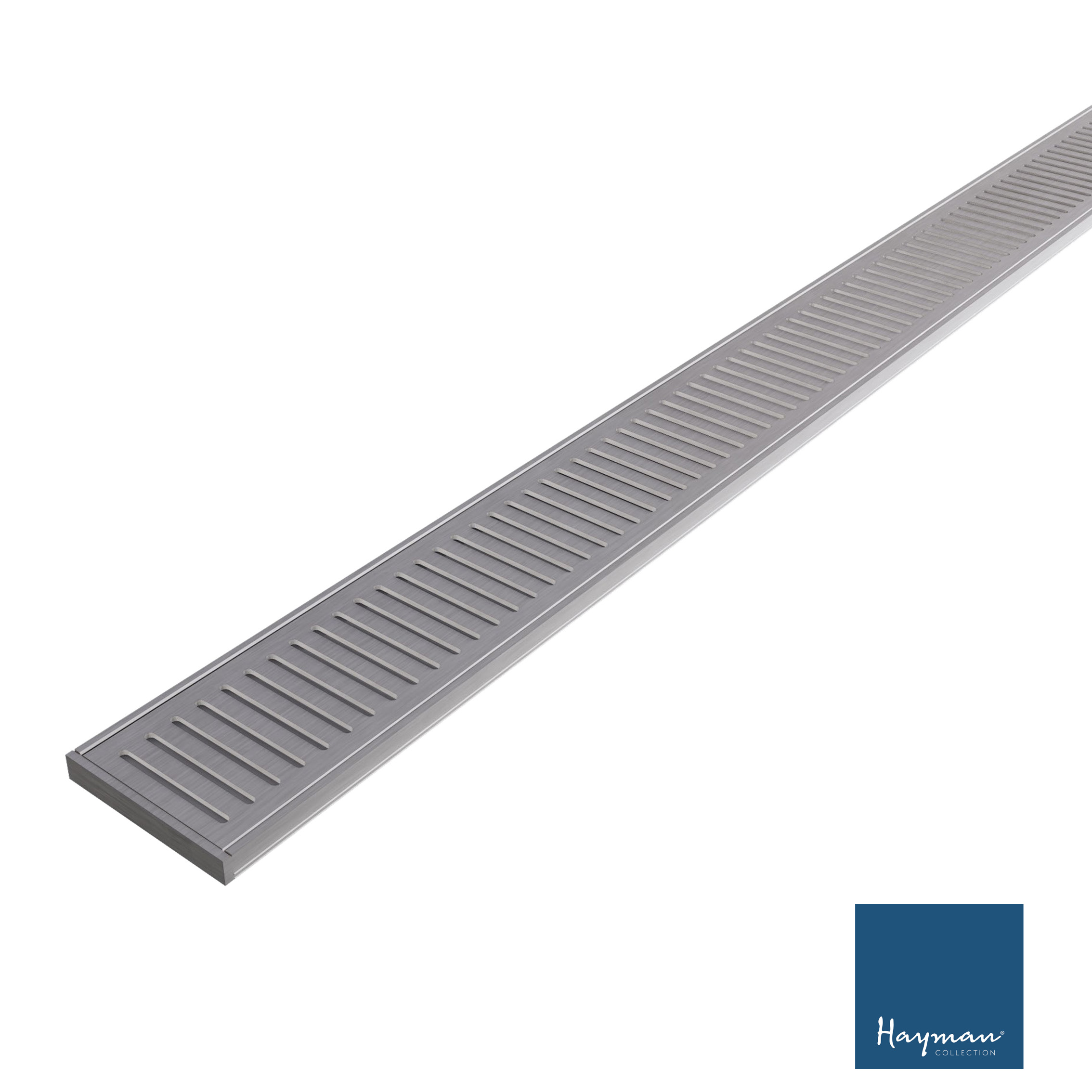 Linear Grate Drain 100x14mm Brushed Nickel per metre