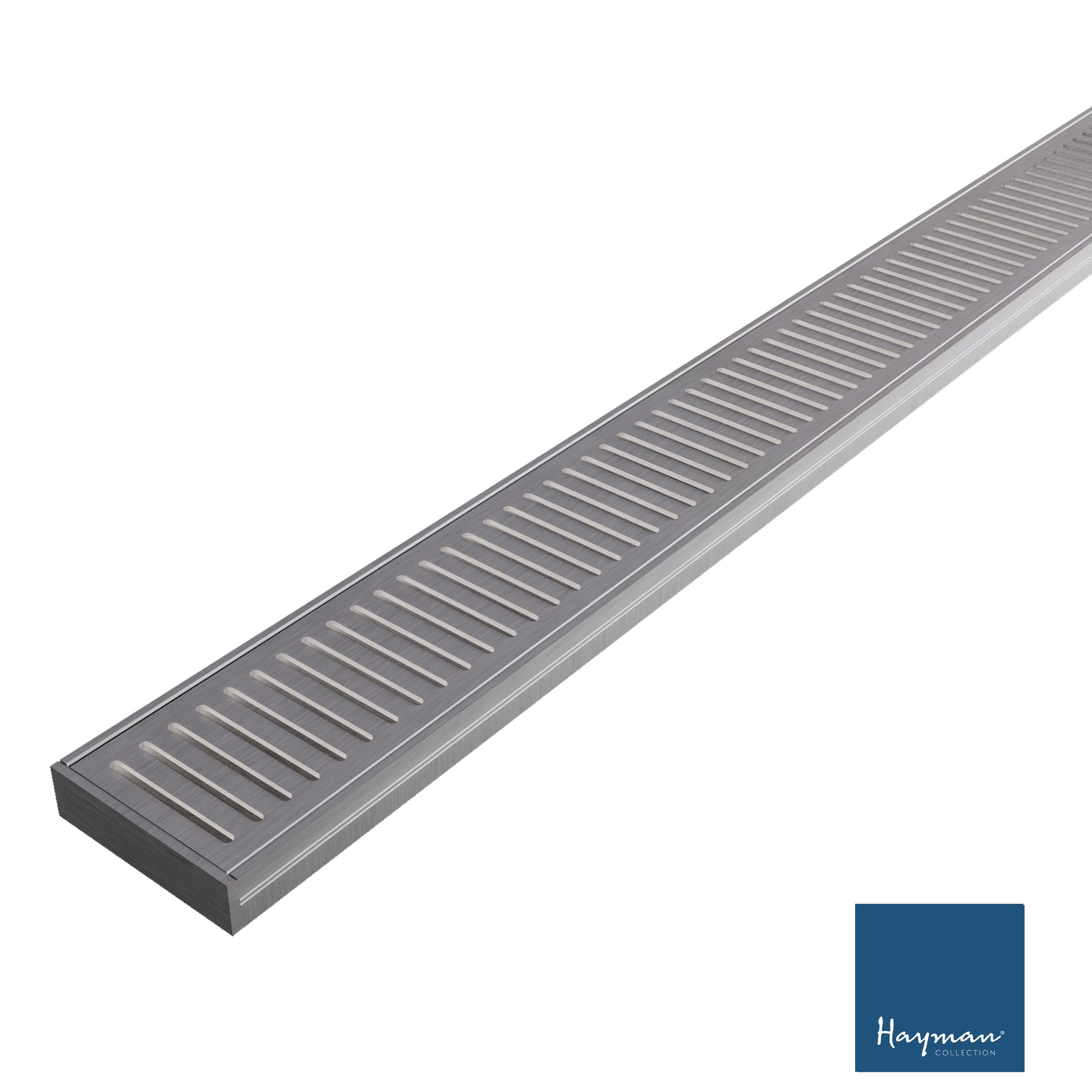Linear Grate Drain 100x26mm Brushed Nickel per Metre