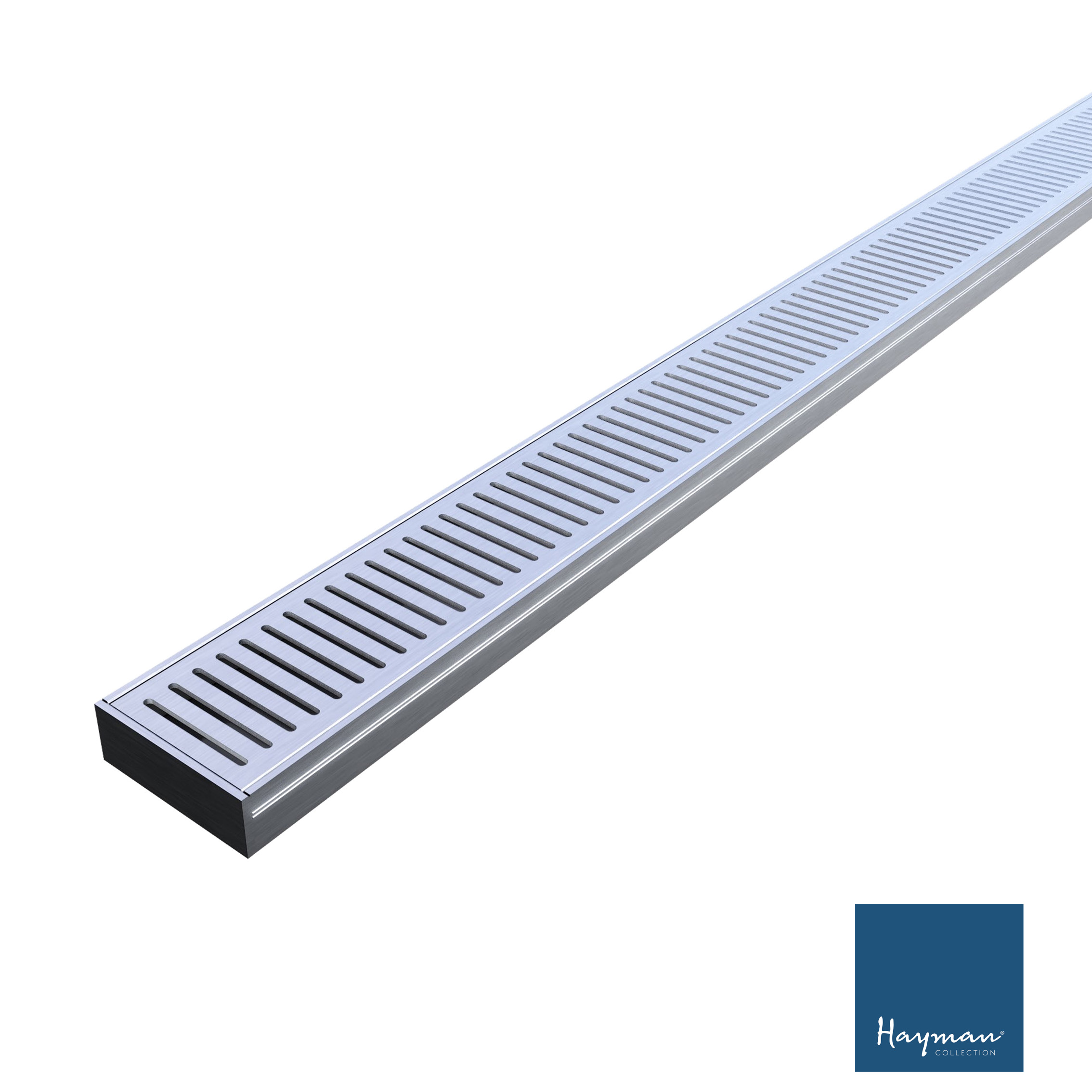 Linear Grate Drain 100x35mm Brushed Silver Per Metre