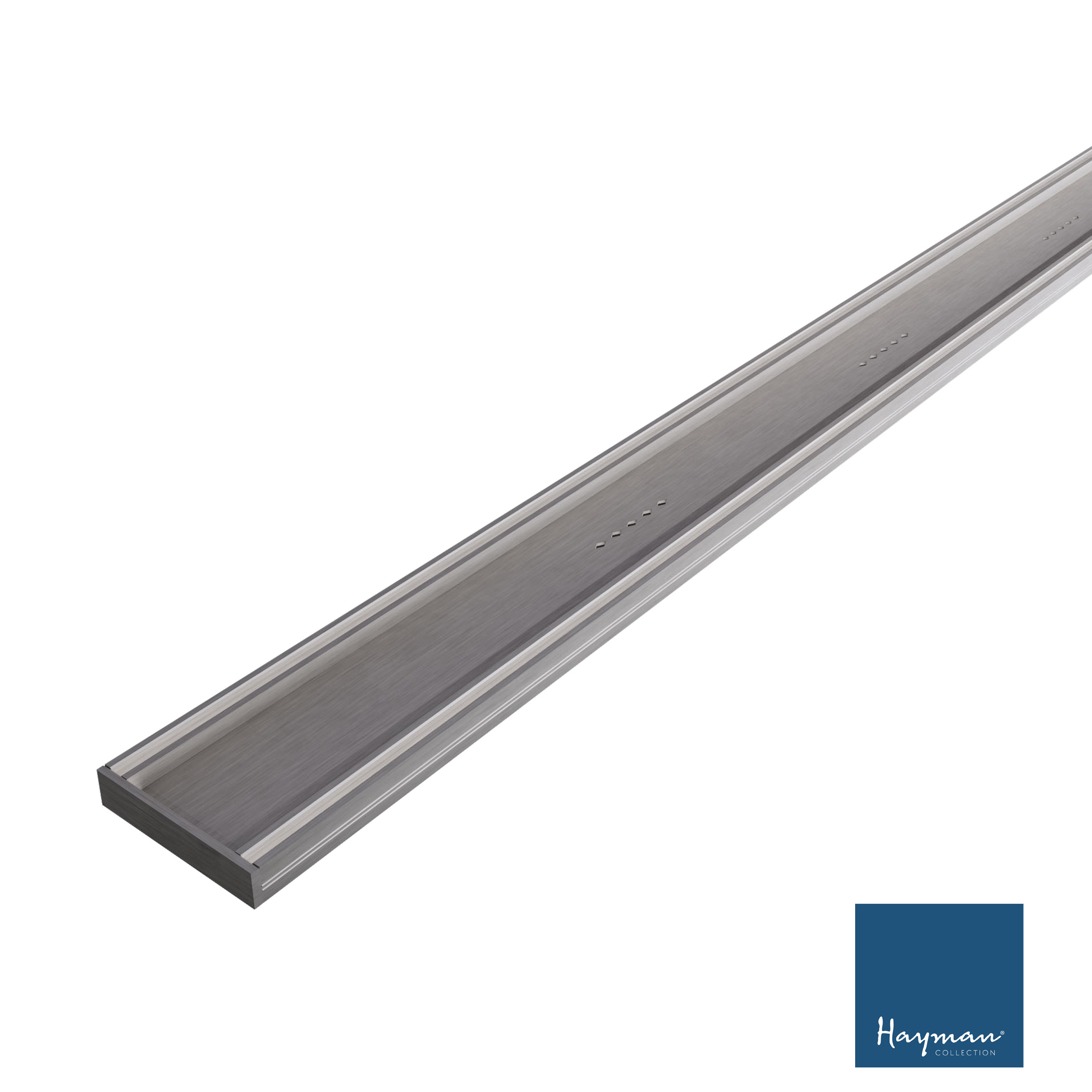 Linear Tile Insert Drain 100x21mm Brushed Nickel Per Metre
