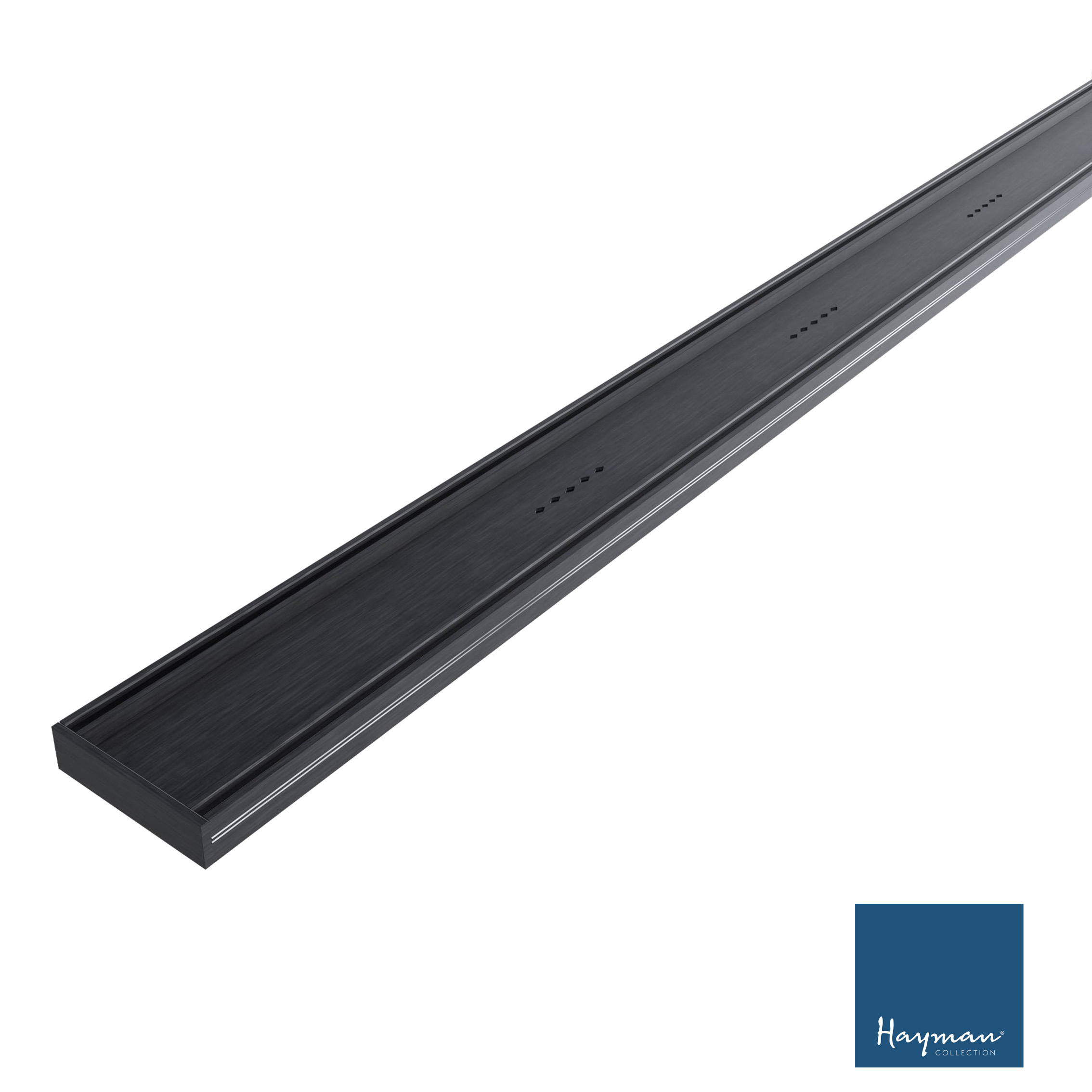 Linear Tile Insert Drain 100x26mm Brushed Black Per Metre