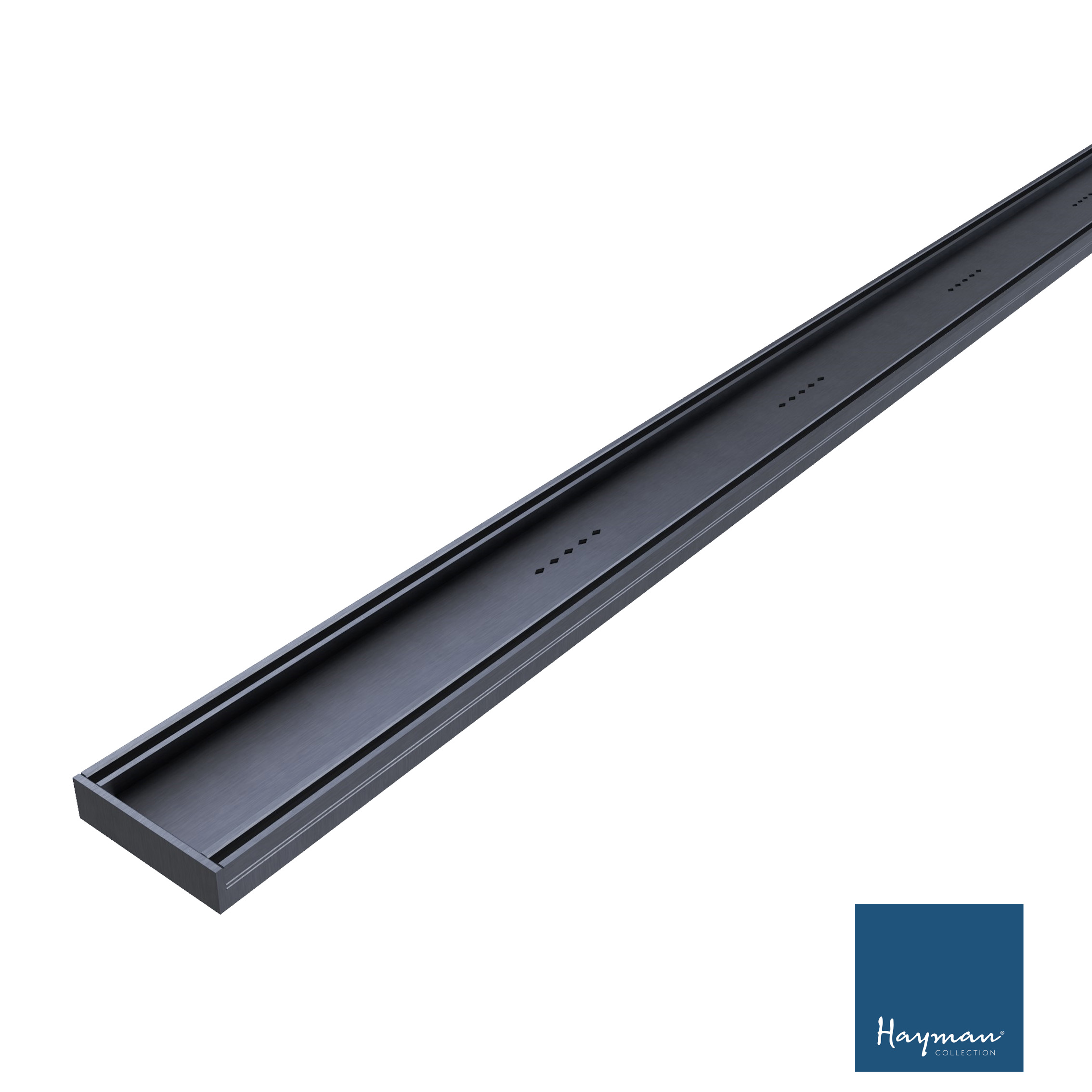 Linear Tile Insert Drain 100x26mm Brushed Gunmetal Per Metre