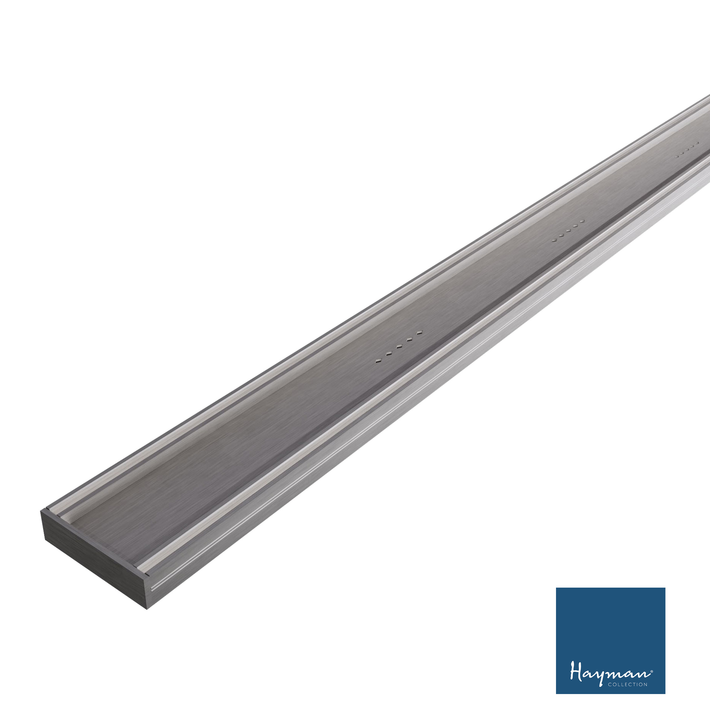 Linear Tile Insert Drain 100x26mm Brushed Nickel per Metre