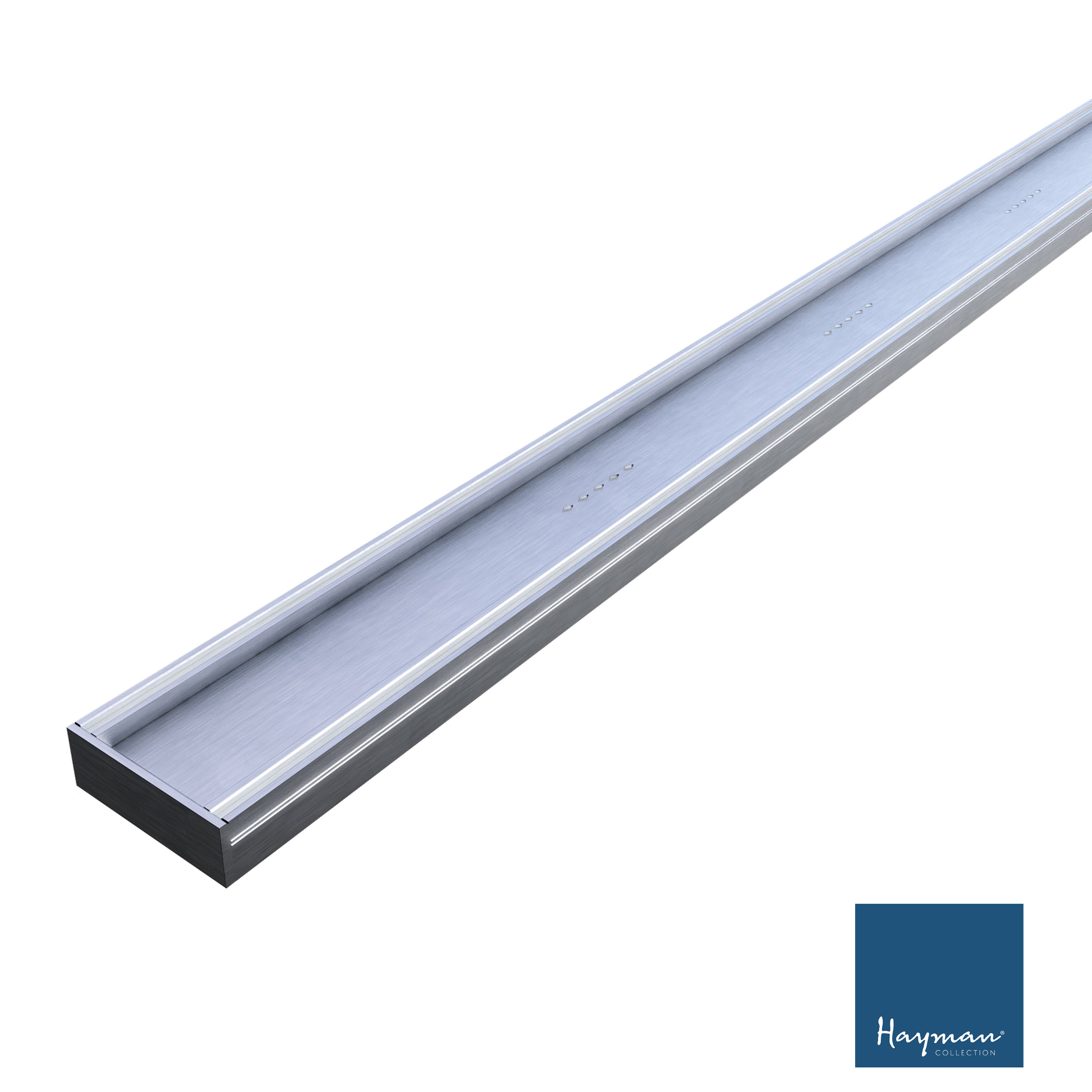 Linear Tile Insert Drain 100x35mm Brushed Silver Per Metre