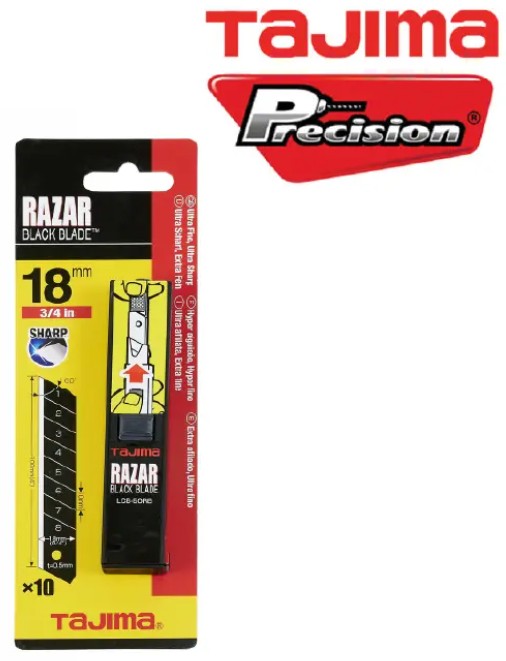 Knife Blade 18mm Black 10pk Tajima