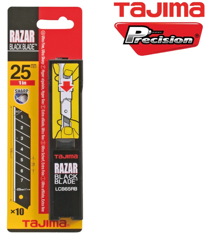Knife Blade 25mm Black 10pk Tajima
