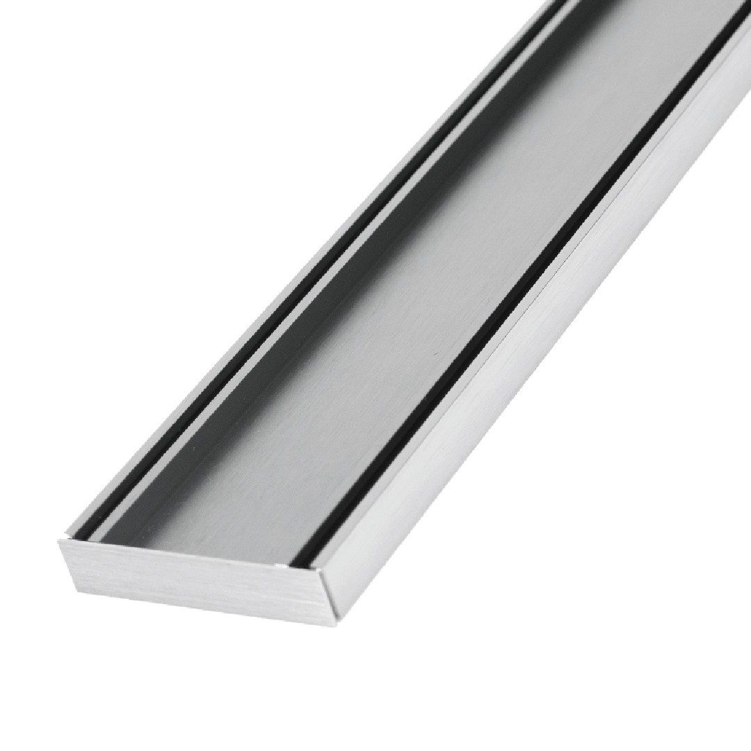 Linear Tile Insert Drain 100x21mm Silk Silver per Metre
