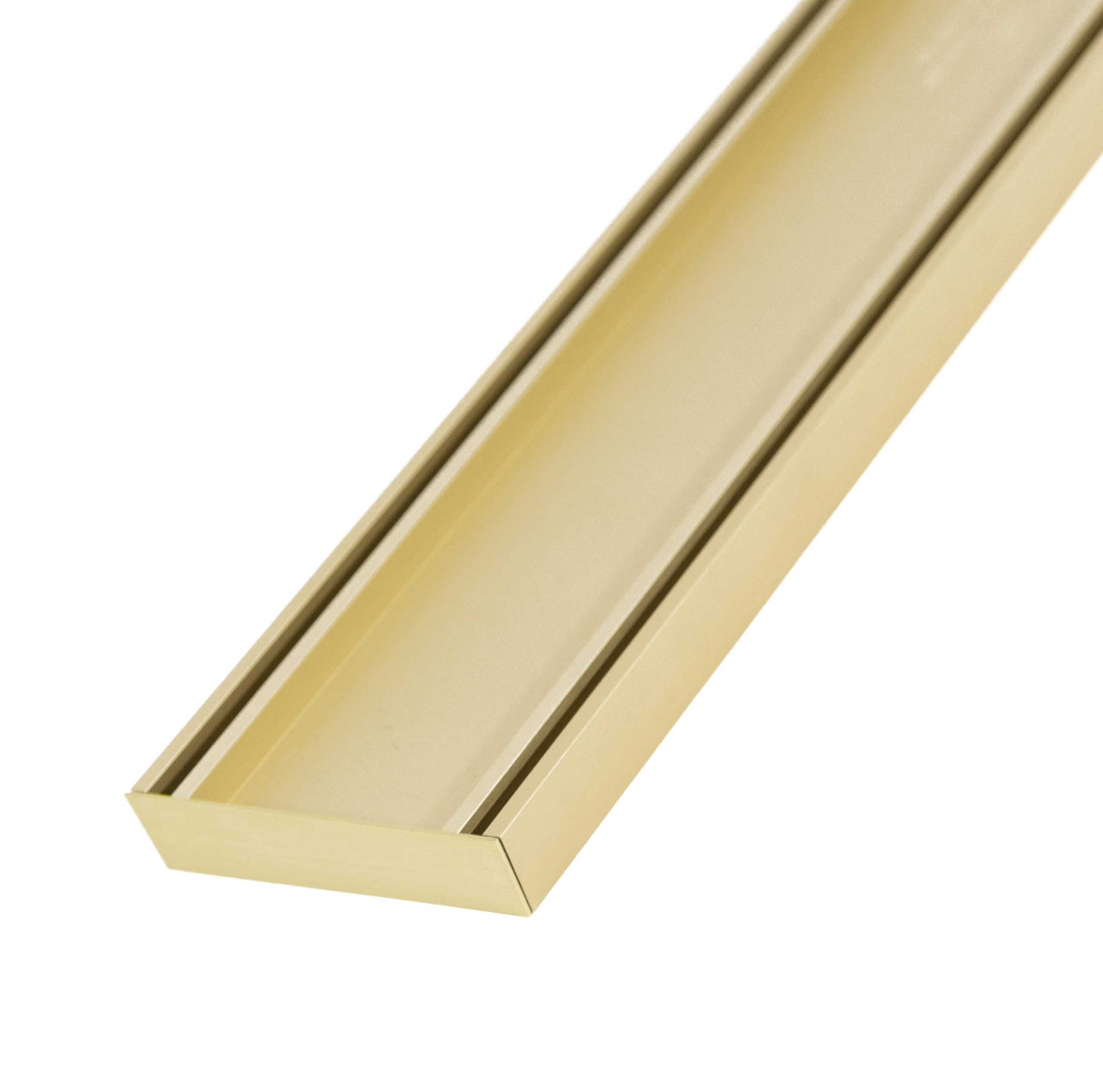 Linear Tile Insert Drain 100x26mm Brushed Gold per Metre