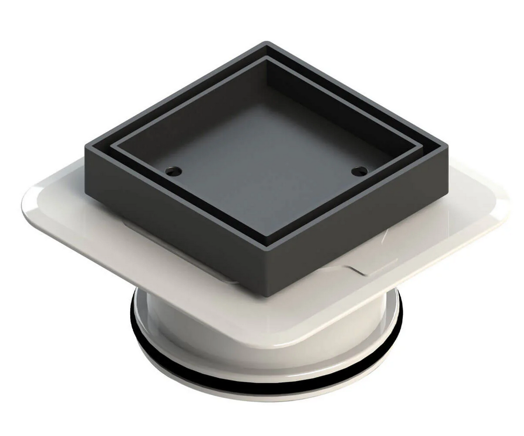 Bermuda Tile Insert Floor Waste Matt Black 50mm Square