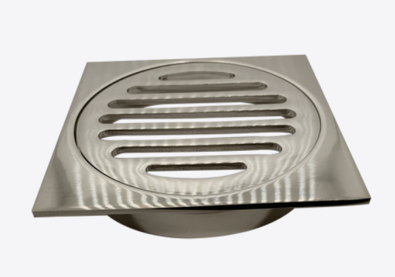 Floor Waste Brushed Nickel 100mm Square