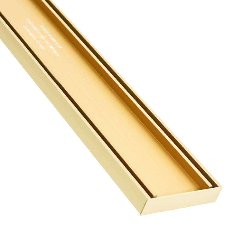 Floor Waste Tile Insert Slimline Drain 100x21mm x1m Gold Lauxes