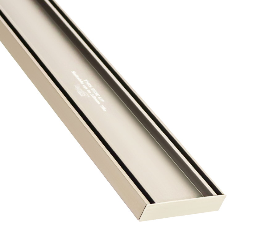Floor Waste Tile Insert Slimline Drain 100x21mm x1m Brushed Nickle Lauxes