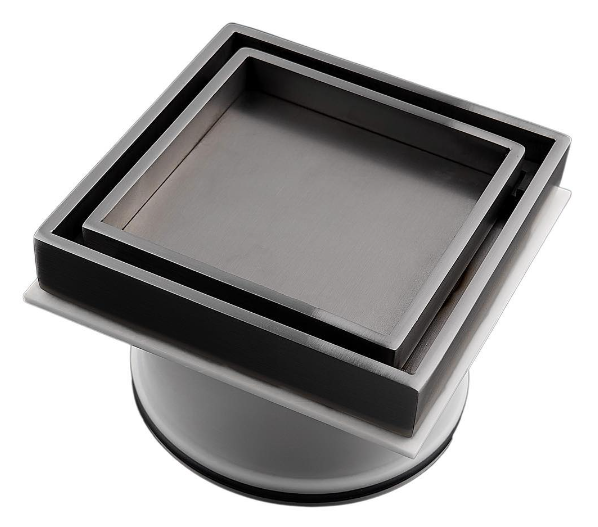 Floor Waste Tile Insert Karina Drain Sedek Silver 100mm Square