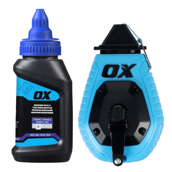 OX Tools Chalk Reel With Fine 1mm Line & 100g Blue Marking Chalk
