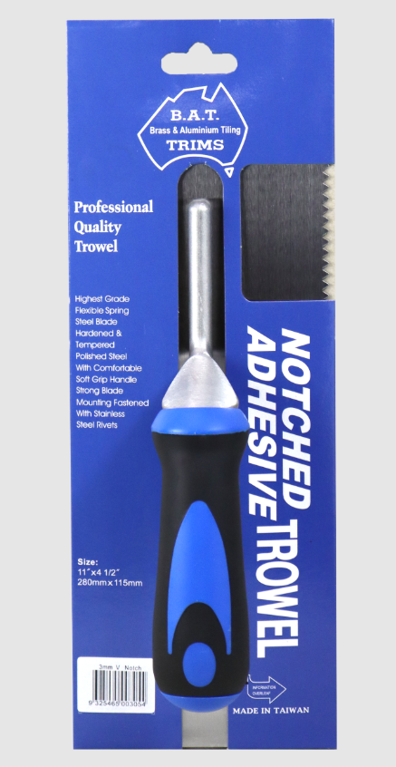 Notch Trowel V-notch BAT Trims Bright Steel 03mm